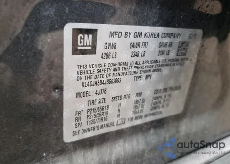 2018 Buick Encore Preferred из США, поврежденный, VIN KL4CJASB4JB562093